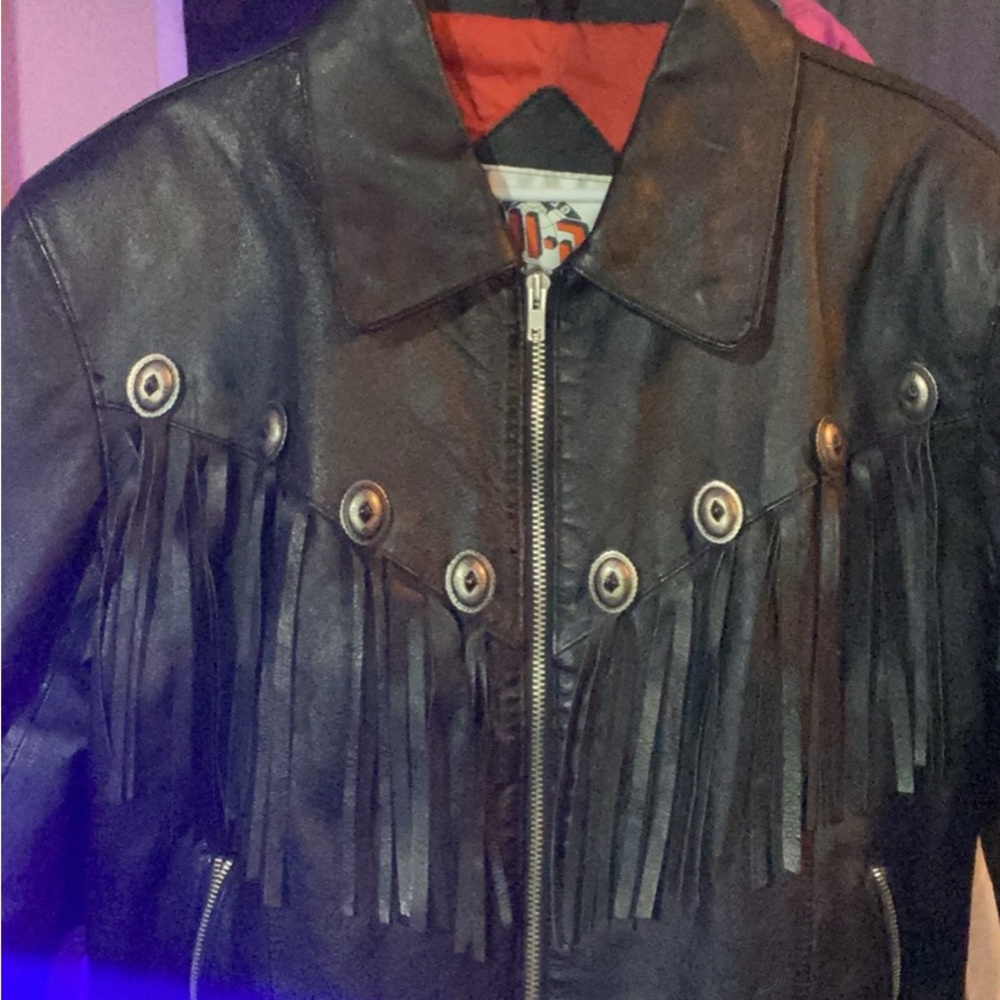 Black Fringe Leather Jacket